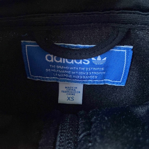 Adidas Original kids black white track jacket zip up lightweight three stripe XS - Picture 10 of 16